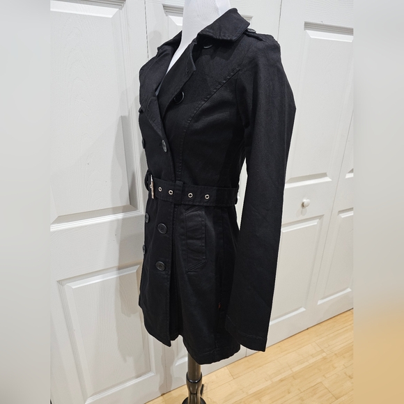 Hot Topic Royal Bones by Tripp Black Double Breasted Corset Back Jacket Trench S - Picture 7 of 11